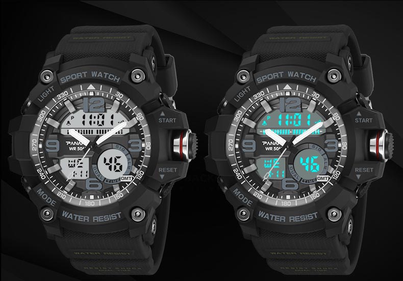Chronograph LED Digital Waterproof Mens Sport Watch