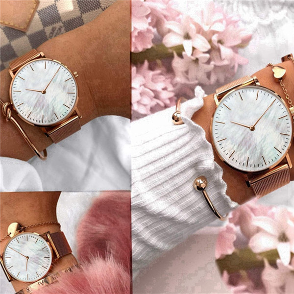 Custom Minimalist Rose Gold Stainless Steel Mesh Womens Watches