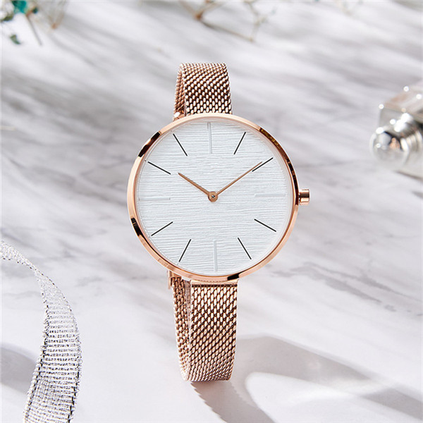 Simple Two Hands Rose Gold Japan Quartz Waterproof Ladies Watches