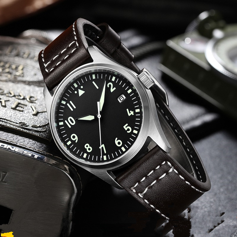 Luxury 316L Stainless Steel Luminous Watches Men NH35 Dive Aviation Pilot Automatic Watch