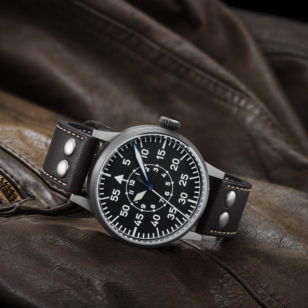 Top Quality Unique Leather Pilot Aviation Custom OEM Titanium Watches Men