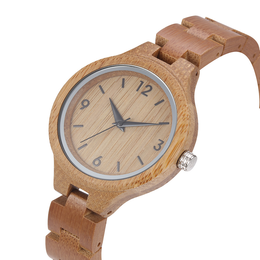 Custom Logo Engraved Women Bamboo Wood Watch Relojes De Madera