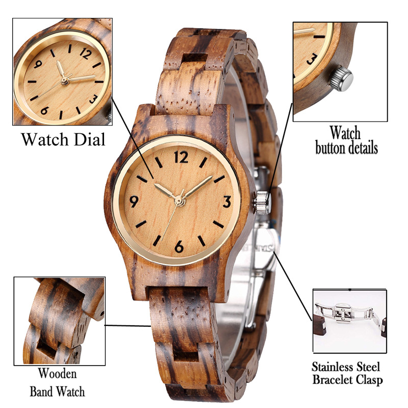 Custom Private Label Quartz Women Wooden Watches jam tangan kayu