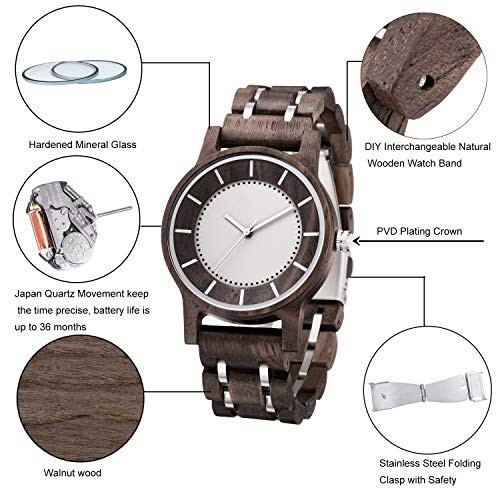 Unisex Handmade Natural Steel Walnut Wooden Watches