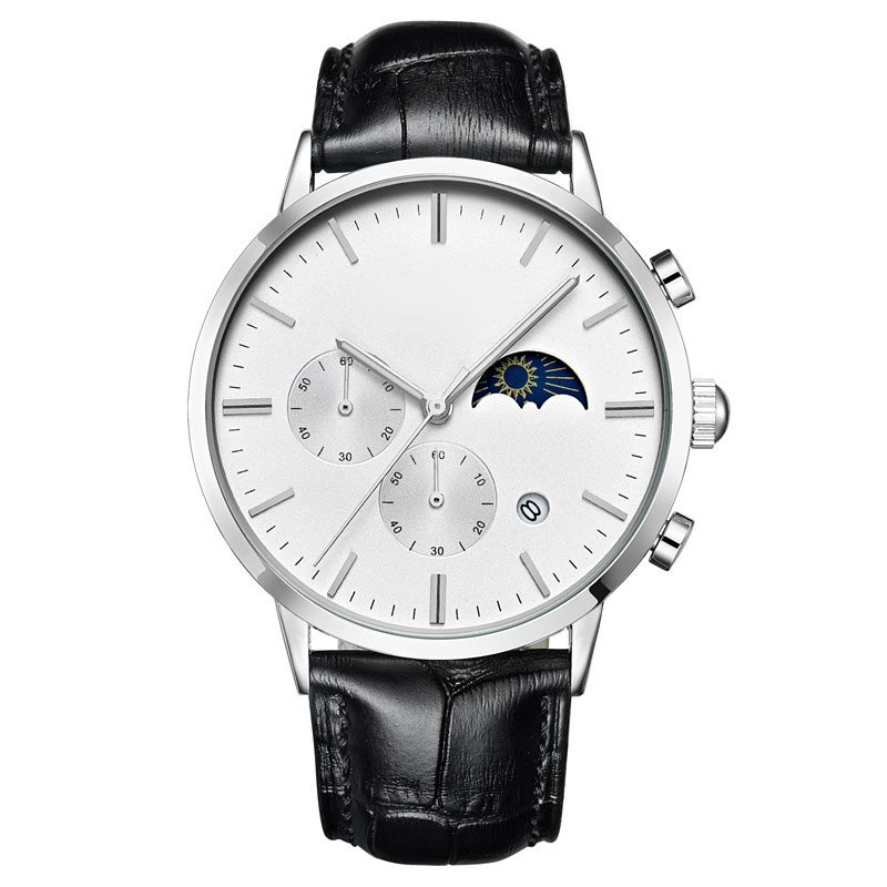 Luxury Design Moon Phase Leather Watch