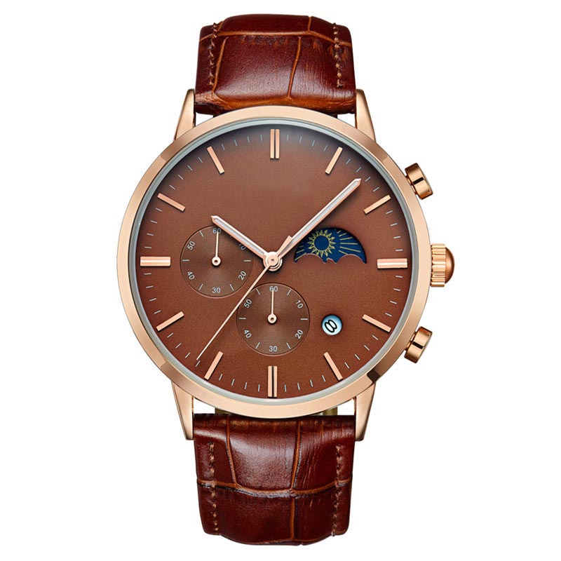 Luxury Design Moon Phase Leather Watch