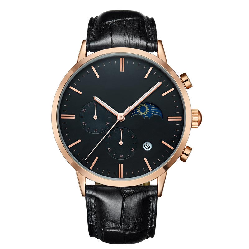 Luxury Design Moon Phase Leather Watch
