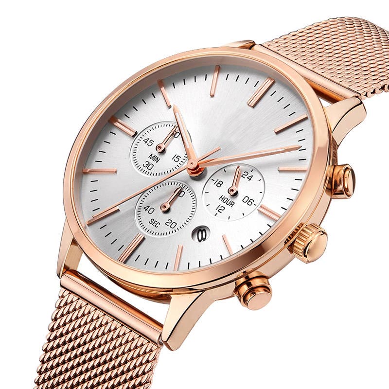 Custom stainless steel fashion Chronograph unisex wrist watch