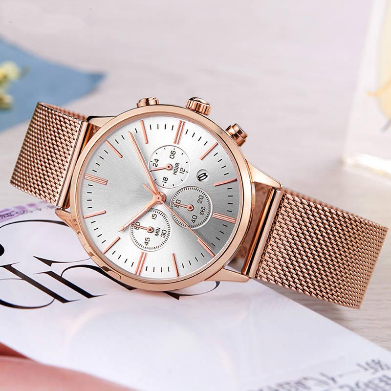 Custom stainless steel fashion Chronograph unisex wrist watch