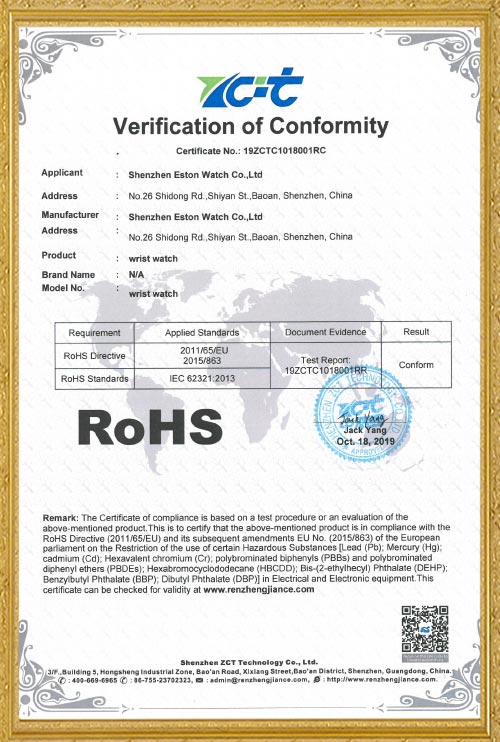 2019 ROHS Certificate