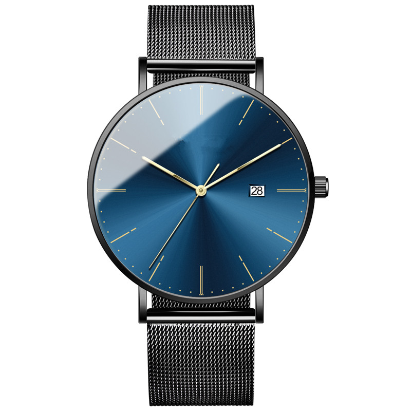 Japan Quartz Minimalist Mesh Strap Slim Thin Watches Men Wrist