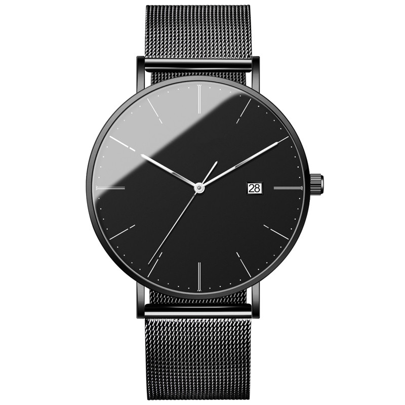 Japan Quartz Minimalist Mesh Strap Slim Thin Watches Men Wrist