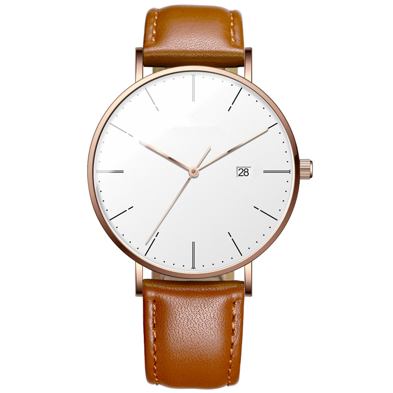 Day Date Slim Big Face Leather Mens Watches In Wristwatches