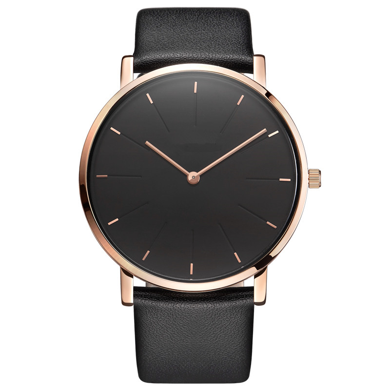 Custom OEM Fashion Simple Minimalist Leather Strap Mens Watch