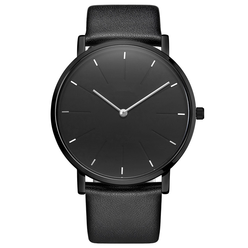 Custom OEM Fashion Simple Minimalist Leather Strap Mens Watch