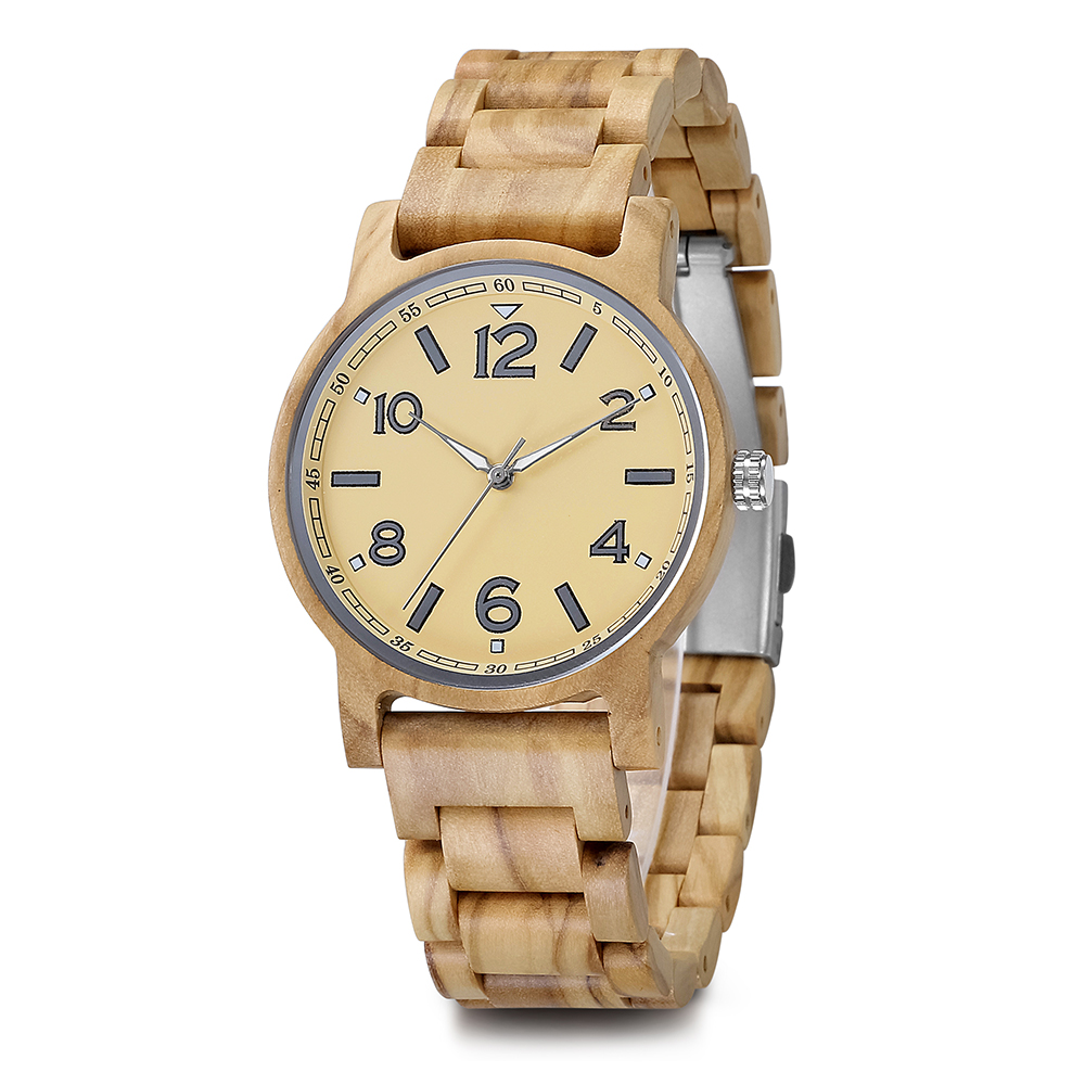 Handmade Natural Custom Logo Olive Wooden Watches For Men And Women