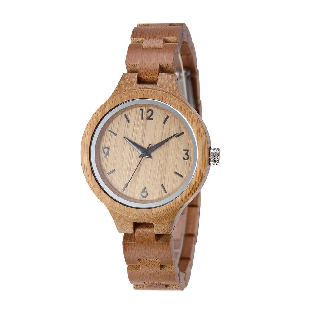 Custom Logo Engraved Women Bamboo Wood Watch Relojes De Madera