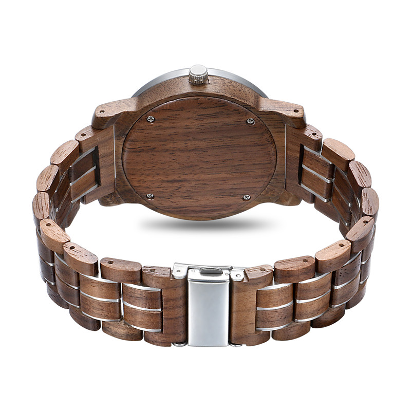 Custom Logo OEM 3D Engraved Horse Steel Wood Watches Men Montre En Bois